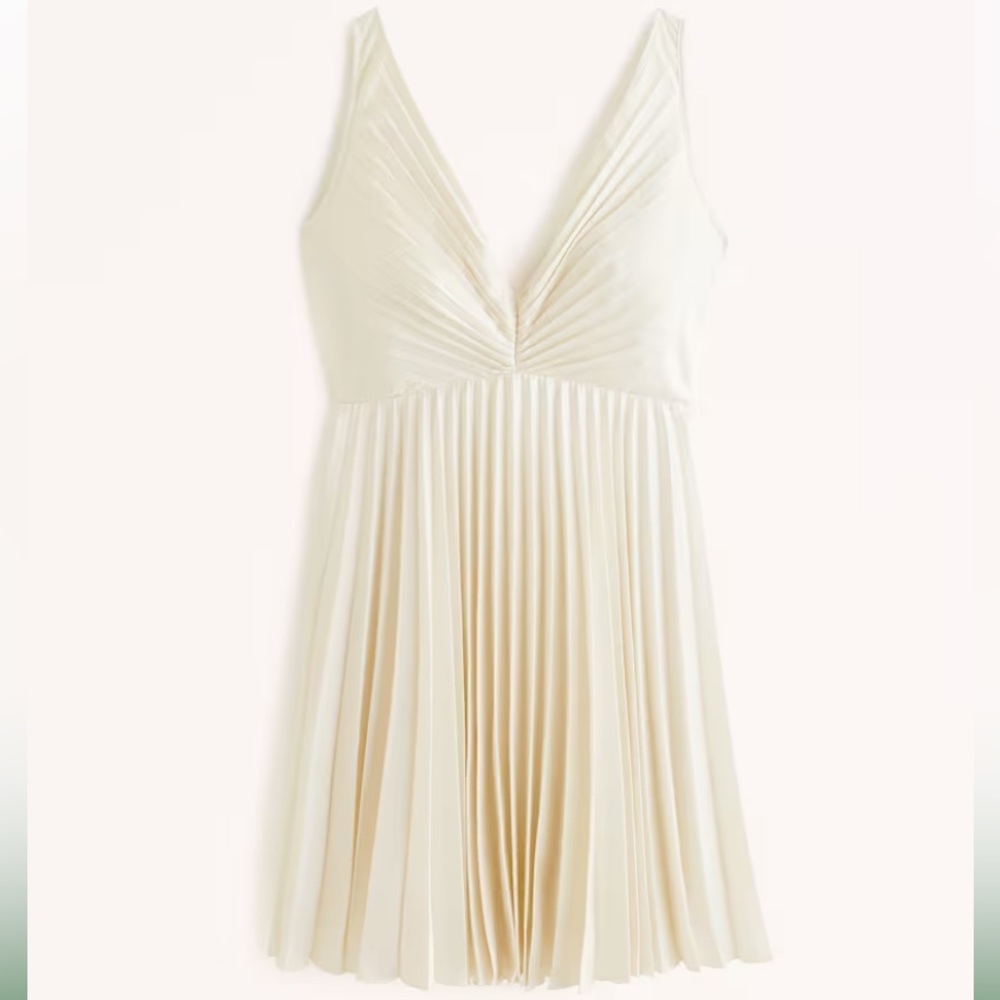 Plunge Pleated Mini Dress